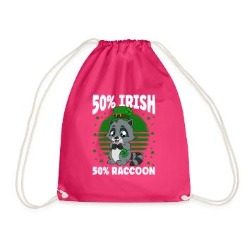 Waschbär Kleeblätter Saint Patrick's Day - Turnbeutel - Fuchsia - Vorne