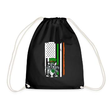 Waschbär Kleeblätter Saint Patrick's Day - Turnbeutel - Schwarz - Vorne