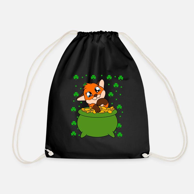 Niedlicher Fuchs Kleeblätter St. Patrick's Day - Turnbeutel - Schwarz