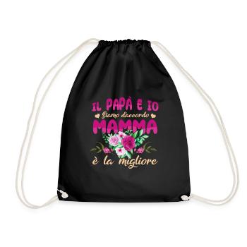 Mom Is Best Funny Quote Italian Mother's Day - Drawstring Bag - black - Front