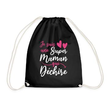 Super Mom Mommy Mama France French Mother's Day - Drawstring Bag - black - Front