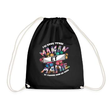 Two Titles Mom Grandmom French Mother's Day - Drawstring Bag - black - Front