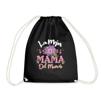 Best Mom World Happy Mother's Day Spanish - Drawstring Bag - black - Front