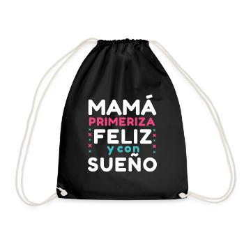 Happy Sleepy Mom Happy Mother's Day Spanish - Drawstring Bag - black - Front