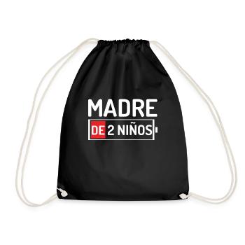 Mom Of 2 Children Happy Mother's Day Spanish - Drawstring Bag - black - Front