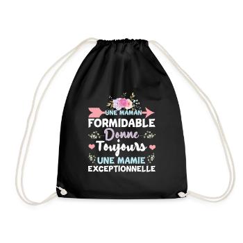 Great Mom Grandmom French Mother's Day - Drawstring Bag - black - Front