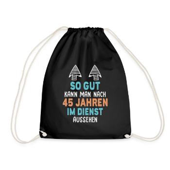 Jubiläum 45 Jahre Geschenk Arbeit Lustig Spruch - Turnbeutel - Schwarz - Vorne