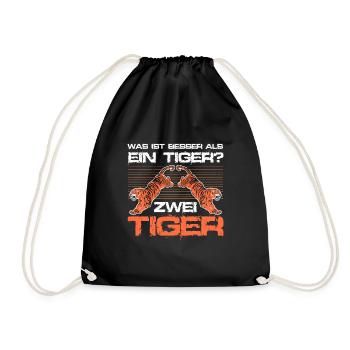 Was ist besser als ein Tiger? Zwei Tiger - Turnbeutel - Schwarz - Vorne