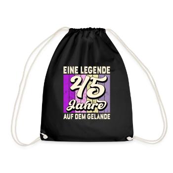 Jubiläum 45 Jahre Geschenk Arbeit Lustig Spruch - Turnbeutel - Schwarz - Vorne