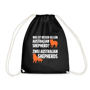 Was ist besser als ein Australian Shepherd? Zwei - Turnbeutel - Schwarz - Vorne
