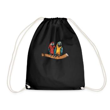 Macaw Parrot I South America Exotic bird for - Drawstring Bag - black - Front