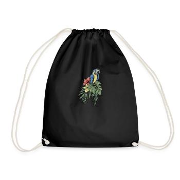 Macaw Parrot I South America Exotic bird for - Drawstring Bag - black - Front