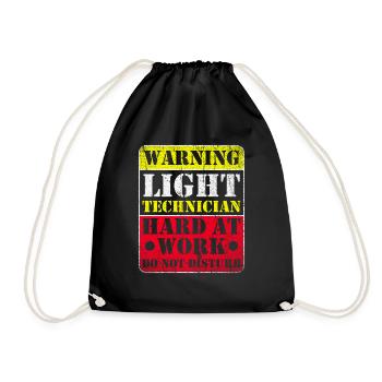 Warning Lightning Technician At Work - Drawstring Bag - black - Front