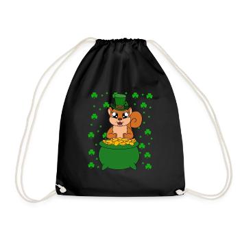 Squirrel Clover St. Patrick's Day - Drawstring Bag - black - Front