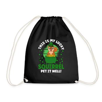 Squirrel Clover St. Patrick's Day - Drawstring Bag - black - Front