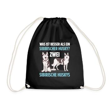 Was ist besser als ein Sibirischer Husky? Zwei - Turnbeutel - Schwarz - Vorne
