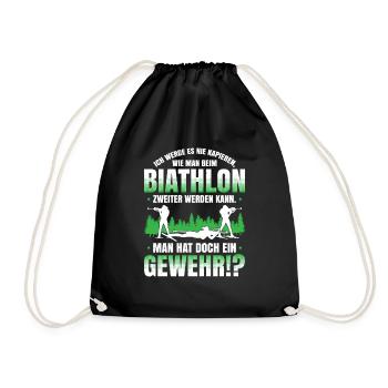 Ich Werde Es Nie Kapieren, Biathlon Zweiter Werden - Turnbeutel - Schwarz - Vorne