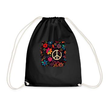 Hippie Festival Liebe Vintage Friedenszeichen - Turnbeutel - Schwarz - Vorne