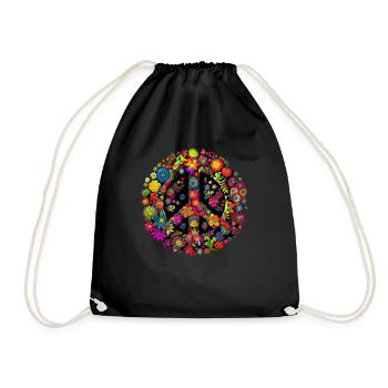 Hippie Festival Liebe Vintage Friedenszeichen - Turnbeutel - Schwarz - Vorne