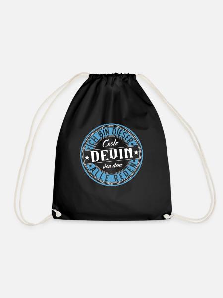 Devin Geschenkidee Geschenk Geburtstag - Turnbeutel - Schwarz