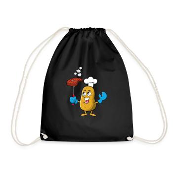 Potatoe Barbecue Steak Summer Hobby Chef - Drawstring Bag - black - Front