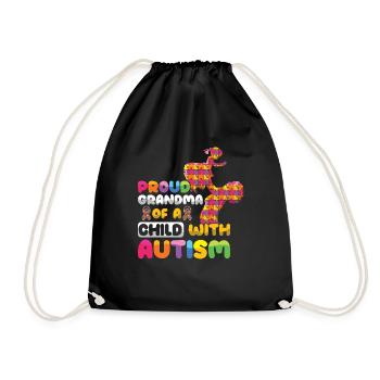 Proud Grandma Puzzle Autism Awareness - Drawstring Bag - black - Front