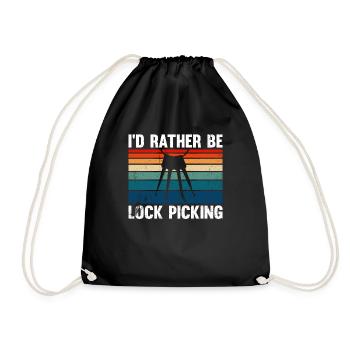 I'd Rather Be Lock Picking - Drawstring Bag - black - Front