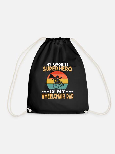 My favorite superhero wheelchair user handicap - Drawstring Bag - black