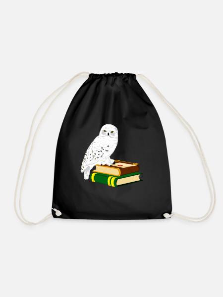 Schneeeule Bücher Zauberei - Turnbeutel - Schwarz
