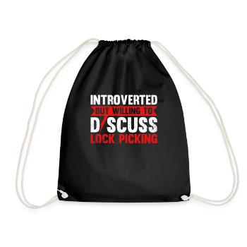 Introverted But Willing To Discuss Lock Picking - Drawstring Bag - black - Front