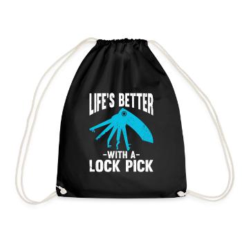 Life's Better With A Lock Pick - Drawstring Bag - black - Front