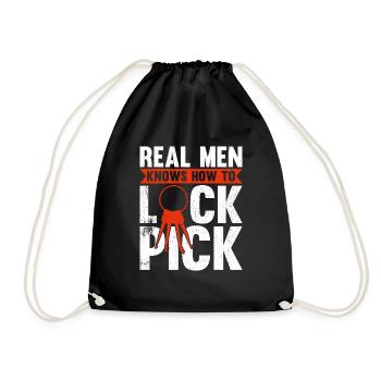 Real Men Knows How To Lock Pick - Drawstring Bag - black - Front