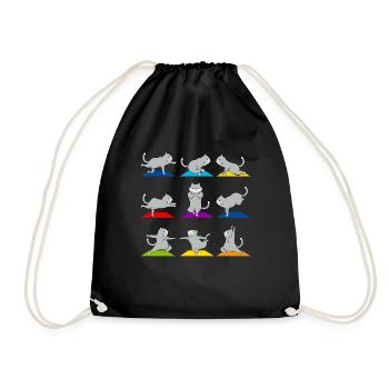 Funny Cat Yoga Sport Outfit Pet Pozn - Drawstring Bag - black - Front