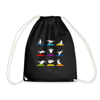 Funny Seagull Yoga Sport - Drawstring Bag - black - Front