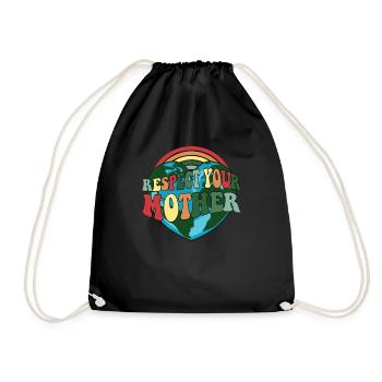 Earth Hour Earth Day Respect Mother Earth - Drawstring Bag - black - Front