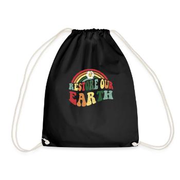 Earth Day 2023 Theme Restore Our Earth - Drawstring Bag - black - Front