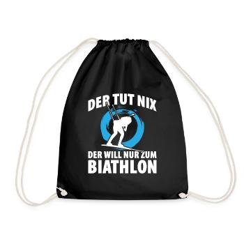 Der Tut Nix der Will Nur Zum Biathlon - Turnbeutel - Schwarz - Vorne