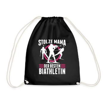Stolze Mama Der Besten Biathletin Biathlon Fan - Turnbeutel - Schwarz - Vorne