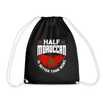 Morocco Moroccan Flag Half Moroccan Is Better - Drawstring Bag - black - Front