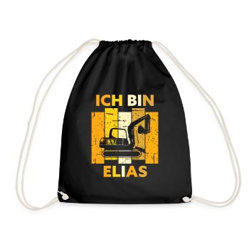 Elias Geschenk Name Namensschild Geburtstag - Turnbeutel - Schwarz - Vorne
