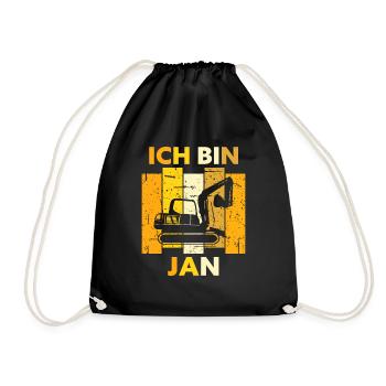 Jan Geschenk Name Namensschild Geburtstag - Turnbeutel - Schwarz - Vorne