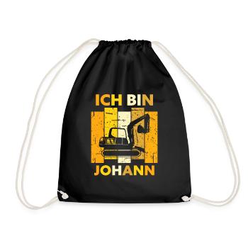 Johann Geschenk Name Namensschild Geburtstag - Turnbeutel - Schwarz - Vorne