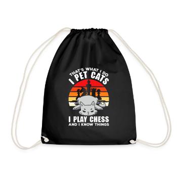 Thats What I Do Pet Cats Play Chess and Know - Drawstring Bag - black - Front