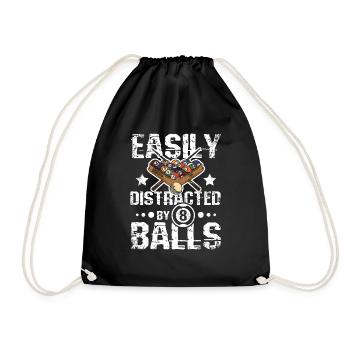 Easily distracted by 8 balls - Drawstring Bag - black - Front