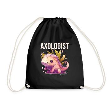 Axologist Axolotl Owner Axolotl Lover Underwater A - Drawstring Bag - black - Front