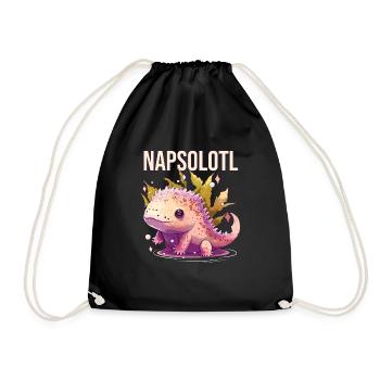Napsolotl Axolotl Owner Napping Mexican Walking Fi - Drawstring Bag - black - Front