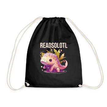 Readsolotl Axolotl Owner Mexican Walking Fish Book - Drawstring Bag - black - Front