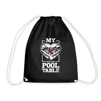 My heart beats on the pool table - Drawstring Bag - black - Front