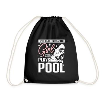 Never underestimate a girl who plays pool - Drawstring Bag - black - Front