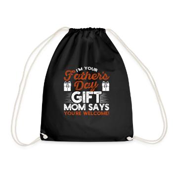 Father's Day daughter son proud daddy husband dad - Drawstring Bag - black - Front
